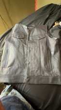 Diamond Plate Hand-Sewn Genuine Leather Biker Vest XL For Men’s Black Concealer picture