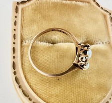 Antique Victorian 10K Gold Seed Pearl Opal Ring Setting Signed Sz6.5 Estate Read picture
