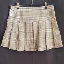 RSQ Tillys Brown Plaid Pleated Mini Skirt HS20149-PLD Size Medium New With Tags picture