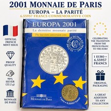 2001 France Europa 6.55957 Francs Monnaie de Paris Silver Proof Coin Original picture