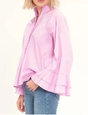 HARSHMAN Plus Sz 2x Nagisa Popover Blouse Top Pink Orchid Bell Sleeves $230.00 picture