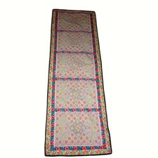 Vintage Hand Embroidered Table Runner Floral Folk Art Boho Decor 20x60