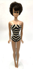VTG 1963 Barbie Bubble Cut Doll Brunette Raven Blue Eyeliner Mattel 850 Swimsuit picture