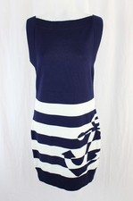 Anthropologie NWT Navy Blue White Striped Sleeveless Mini Dress Size Medium picture