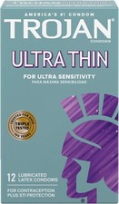 Trojan Ultra Thin Sensitive Lubricated Latex Condoms + Brass Pocket Case picture