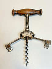 Antique German Columbus Spring Assisted Split Frame Corkscrew Bottle Opener picture