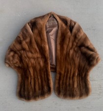 Vintage Genuine Furs Fuhrmans Natural Brown Mink Shrug Shawl Stole Wrap OS picture