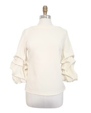 Y2K Alberto Makali New York Women's Off-White Ruffle Long Sleeve Blouse M picture