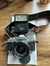 Vintage Canon AV-1 35mm Film Camera •WORKING • FD 35-70mm Lens • Vivitar Flash picture