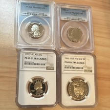 Lot of 4 PCGS & NGC Proof Coins PR/PF69 DCAM Ultra Cameo 25C & 50C picture