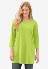 Woman Within Plus Size Perfect Three-Quarter-Sleeve Scoopneck Tunic picture
