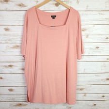 J. Jill Wearever Top Women 3X Square Neck Short Sleeve Stretch Knit Casual picture
