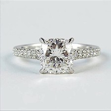 Certified White Diamond 5.00Cts. Cushion Shape Ring In 925 Silver - Tariffs Free picture