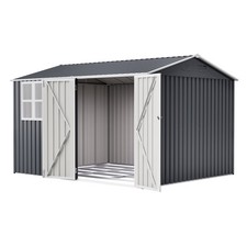 Metal Storage Shed 4x10 10x8 8x12 12x10 14x10, Galvanized Steel, Lockable Gray picture