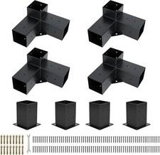 4 Pack 4''x4'' 3-Way Pergola Brackets Kit Corner Bracket/Gazebo Kit Post Base picture