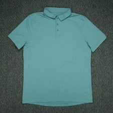 lululemon Shirt Mens Large Green Blue Evolution Polo Short Sleeve Stretch Golf picture