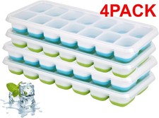 Ice Cube Tray, 4 Pack Silicone Ice Tray, 14 Ice Cube Molds with Lids, Stackable picture