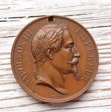 1864 Holed Napoleon III French Agricultural Award Medal Bronze UK picture