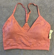 Aerie Seamless Jacquard Padded Longline Bralette -- CORAL Med picture