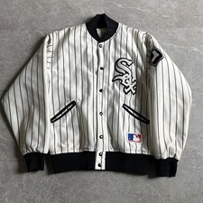 Vintage Felco Chicago White Sox MLB Pinstripe Bomber Jacket Size Large picture