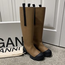 Ganni Country Tall Lug Sole Boot EU 36 US6 NWOB Chipmunk Speckle Tan $295 picture
