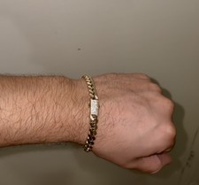 10k Solid Gold Monaco Cuban Bracelet 8mm 8” Inch Cz Diamonds Figaro Rope Rolex picture
