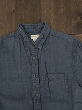 Caribbean Joe Shirt Men Size M Blue 100% Linen Short Sleeve Button Down Hawaiian picture