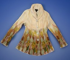 NWT New Jerry T Spring Jacket Shawl Collar Textured Stretch Floral  Women's M picture
