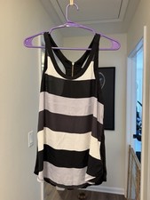 Express Women's Black/White Striped Tank Dress Sleeveless Scoop Neck Zip S picture