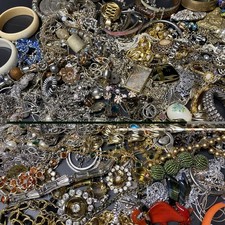 7+ Pounds Vintage to Now Wear Craft Repair Junk Drawer Upcycle Jewelry Lot A picture
