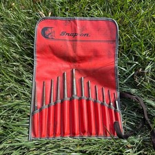 Vintage Snap On C-123 12pc Pin and Starter Punch Set w/ Roll Up Pouch Used picture