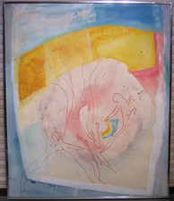 Vintage Abstract Expressionist Surrealism Watercolor Painting Signed picture