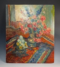 Vintage French Painting, Interior Impressionist Still Life, Fauvist, R. Vuillem picture