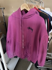 Stussy Built Tough For The World Graphic Pink Hoodie Size L picture