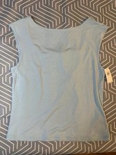 Old Navy Medium Light Blue Cropped Open Back Tie Top NWT picture
