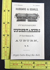 RARE Antique 1878 Ad – Hubbard & Searls Undertaker Funeral Coffin Auburn NY Vtg  picture
