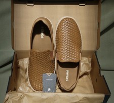 OluKai Lae‘ahi Lauhala Men's US 12.0 Woven Leather Shoes Fox Brown New In Box picture