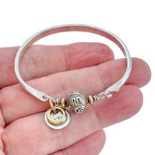 Vintage Jabberwocky Sterling Silver Mixed Metal Charm Bangle 6.25