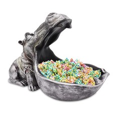 aboxoo Hippo Statue Home Resin Hippopotamus Figurine Fun Candy Dish,Key Bowl,Big picture