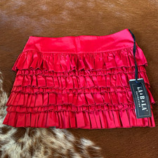 NWT Y2K Red Tiered Ruffle Mini Skirt - Vintage Coquette Fairy Grunge Mini Skirt picture