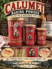 Antique Calumet Baking Powder Tins Set of 3 Red Advertising General Store picture