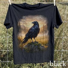 Vintage Raven Dark Forest Bird Nature Wildlife Comfort Tee picture