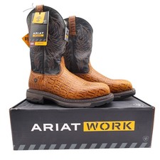 Ariat WorkHog Comp Toe Boots Mens 9.5 Brown Hornback Print NIB 10032454 picture
