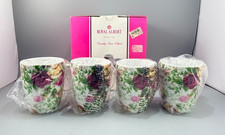 Royal Albert England Country Rose Chintz Coffee Mugs Cups Set of 4 New w/ Box picture
