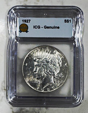 1927 $1 Peace Dollar Philadelphia ICG Genuine Business Strike KM#150 picture