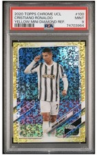 2020-21 Topps Chrome Yellow Mini Diamond Refractor Cristiano Ronaldo #100 PSA 9 picture