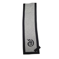 Greyson Mens Old English G Scarf Wool Cashmere Knit Grey Black One Size 72