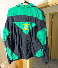 Vintage 90s Oregon Ducks Logo 7 Windbreaker Jacket XL Green Black Embroidered picture