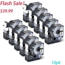 10PK Compatible Black on Clear DYMO D1 45800 LabelWriter 400 Duo Label Tape 19MM picture