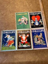 5 Vintage 1936-1937 Child Life Children's Magazine Christmas picture